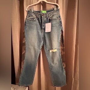 Sandrine Rose Camo Panel Blue Jeans with Distressing. Size 30